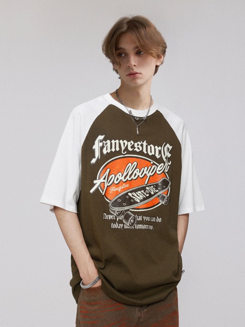 T Shirts Aelfric Eden Vintage Skateboard Print Tee Vert | RSE-81870671